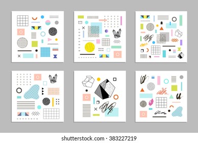 Resumen de plantillas de moda con diferentes formas geométricas y texturas. Mejor diseño para afiche, tarjeta, invitación, cartel, folleto, volante, presentación.