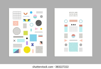 Abstract trendy templates with different geometric shapes and textures. Best design for poster, card, invitation, placard, brochure, flyer, presentation.