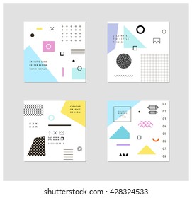 Abstract trendy templates with different geometric shapes and textures. Best design for poster, card, invitation, placard, brochure, flyer, presentation. Vector