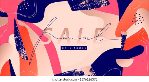 Abstract trendy universal artistic background template . Good for cover, invitation, banner, placard, brochure, poster, card, flyer and other. Sign "FINALE SALE".