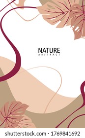 Abstract trendy universal artistic background template with leaf and organic shapes. Good for cover, invitation, banner, placard, brochure, poster, card, flyer and other.