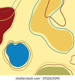 Abstract trendy universal artistic background pastel color template with minimal design, floral art notebook. Hand drawn. Good for cover, invitation, banner, placard, brochure, poster, card, flyer and
