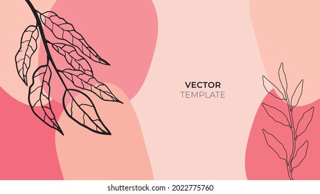 Abstract trendy universal artistic background templates with floral, leaves, organic, hand drawn, and lines. Good for cover, invitation, banner, placard, brochure, poster, card, flyer and more