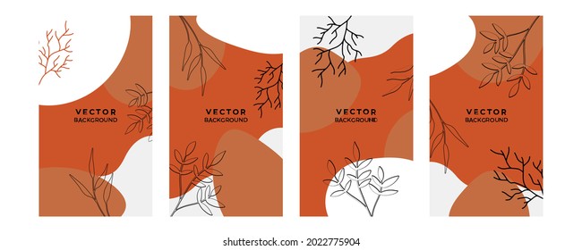 Abstrakte trendige, universelle künstlerische Hintergrundvorlagen mit Blumen, Blättern, organischen Stoffen, handgezeichnet und Linien. Gut geeignet für Bedeckung, Einladung, Banner, Plakatwerbung, Poster, Karte, Flyer und mehr