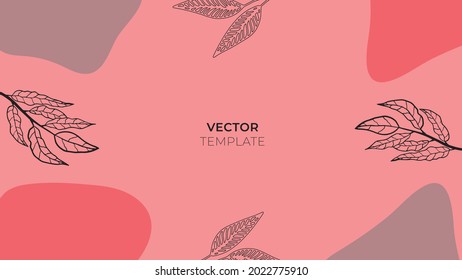 Resumen de plantillas de fondo artístico universal de moda con flores, hojas, orgánicas, dibujadas a mano y líneas. Es bueno para la portada, la invitación, el banner, el cartel, el folleto, el cartel, la tarjeta, el volante y más