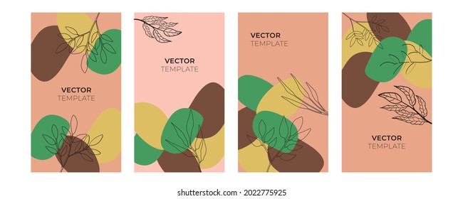 Resumen de plantillas de fondo artístico universal de moda con flores, hojas, orgánicas, dibujadas a mano y líneas. Es bueno para la portada, la invitación, el banner, el cartel, el folleto, el cartel, la tarjeta, el volante y más