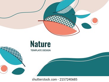 Abstract trendy universal artistic pattern. Creative leaves. Suitable for natural product cover, invitation, banner, poster, brochure, postcard, flyer and more. Vector illustration