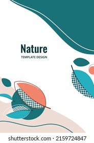 Resumen del patrón artístico universal de moda. Hojas creativas. Adecuado para la cobertura de productos naturales, invitación, banner, afiche, folleto, postal, volante y más. Ilustración del vector