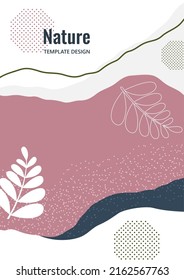 Abstract trendy universal artistic pattern. Creative leaves, wave. Suitable for natural product cover, invitation, banner, poster, brochure, card, flyer and more. Vector illustration