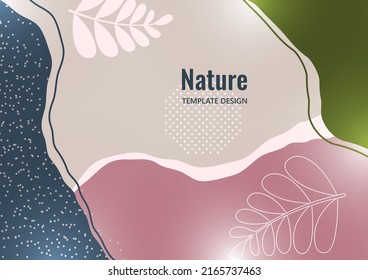 Abstract trendy universal artistic pattern. Creative leaves, wave. Suitable for natural product cover, invitation, banner, poster, brochure, card, flyer and more. Vector illustration