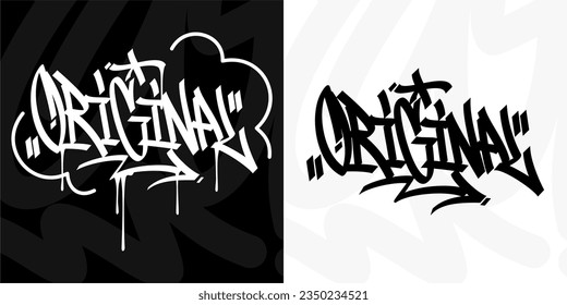 Abstract Trendy Urban Graffiti Street Art Word Original Lettering Vector Illustration Element