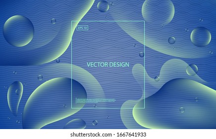 Abstract Trendy Vector Background Illustration Water Liquid Fluid Wave Splash Elegant modern Style. Trendy minimal scientific futuristic style.
