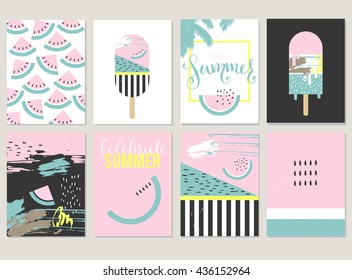 Abstract trendy vector background set of cards