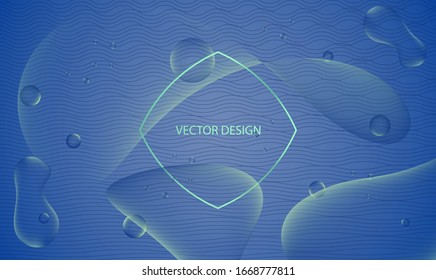 Abstract Trendy Vector Blue Background Illustration Water Liquid Fluid Wave Splash Elegant modern Style. Trendy minimal scientific futuristic style.