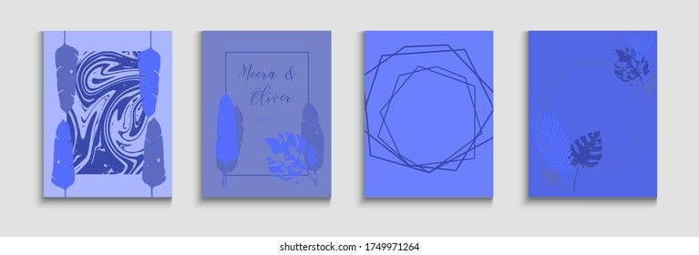 Resumen de las tarjetas vectoriales de moda Set. Tintes, Tejidos Tropicales. La Mano Dibujó Antecedentes Asiáticos. Invitación al estilo oriental. Textura del marco geométrico. Diseño de invitaciones con hojas de oliva simples.