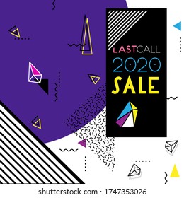 Abstract trendy vector Neo Material style background. Last Call Sale 2020