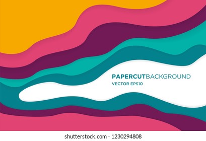 abstract trendy wave background template with papercut style, modern wallpaper decoration and 3d realistic design use for ads banner and advertising print design vector eps 10