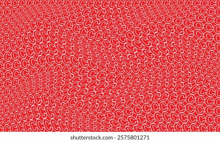 abstract trendy white letter outline c wave pattern on red perfect for background.