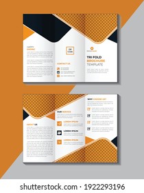 Abstract Tri fold brochure design, Business Tri fold brochure design, Corporate Tri fold brochure design, brochure flyer design, yellow color, Vector a4