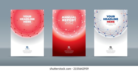 Abstract trianggle and dot connected with line polygon globe red and white backgound A4 size book cover template for annual report, magazine, booklet, proposal, portofolio, brochure, poster