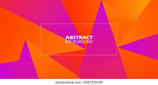Abstract triangle 3D background. Pink and orange gradient triangle overlap pattern. Modern design for banner. Eps10 vector