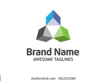 Abstract triangle 3d style vector logo concept