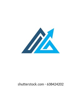 abstract triangle with arrow up logo