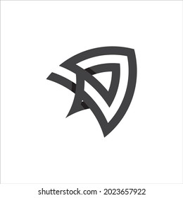 Resumen de la flecha triangular de papel de la placa de rocket logotipo de icono contorno simple minimalista