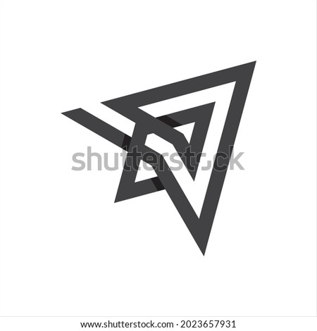 Abstract triangle arrow paper plane rocket logo icon outline simple minimalist