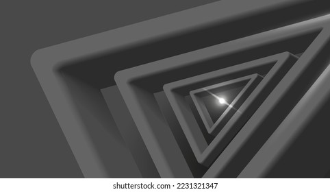 Abstract Triangle Background. 3D empty composed in each other Triangles. Modern Wallpaper black