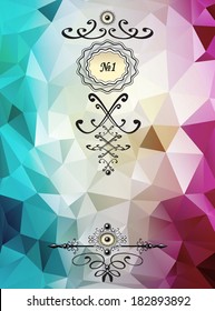 Abstract triangle background with badge cyan lilac color for advertising something