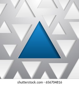 Abstract triangle background with blue figure in the center and gray art around vector illustration