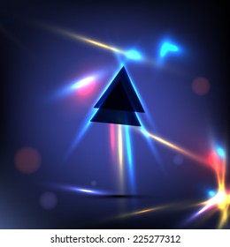 Abstract triangle background with bokeh and flares. Vector illustration.