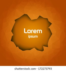 Abstract triangle background with cracked hole and place for text