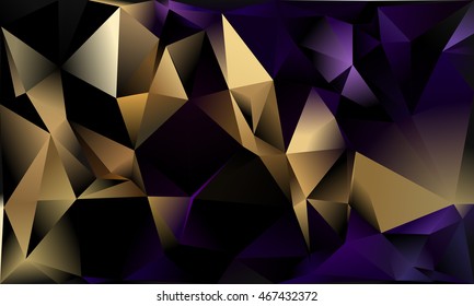 Abstract triangle background. Deep purple and gold. 10 EPS