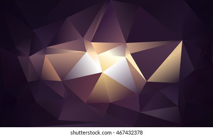 Abstract triangle background. Deep purple and gold. 10 EPS