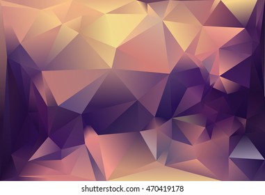 Abstract triangle background. Deep purple and gold. 10 EPS