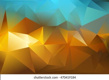 Abstract triangle background. Gold and cyan. 10 EPS