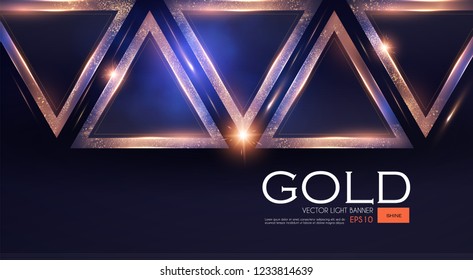 Abstract Triangle Background with Gold Glitter Effect. Vector illusratration