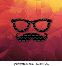 Abstract Triangle Background With Hipster Moustaches, Vector Illustration 