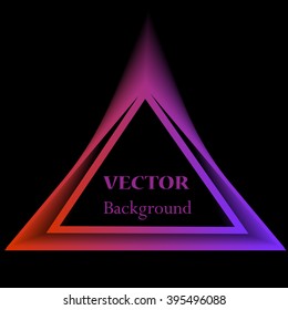 Abstract triangle background. Neon light. Vector electric frame. Vintage frame. Space for your text. Glowing frame. Abstract sign triangle. Vector illustration