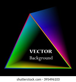 Abstract triangle background. Neon light. Vector electric frame. Vintage frame. Space for your text. Glowing frame. Abstract sign triangle. Vector illustration