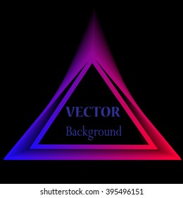 Abstract triangle background. Neon light. Vector electric frame. Vintage frame. Space for your text. Glowing frame. Abstract sign triangle. Vector illustration