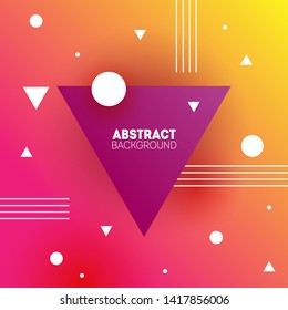 Abstract triangle background. Promo badge memphis design. 