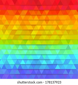 Abstract triangle background, rainbow colors mosaic, vector illustration