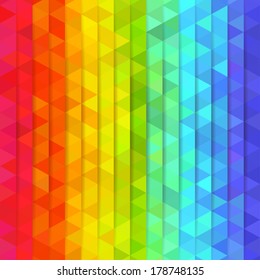 Abstract triangle background, rainbow colors mosaic, vector illustration