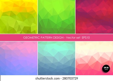 Abstract Triangle Background Set. Colorful abstract mosaic backgrounds. Can be used for wallpaper, pattern fills, web page background, surface textures. Vector illustration EPS 10.