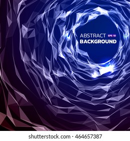 Abstract triangle background tunnel . 3D Surface Looks.  Elegant modern geometric wallpaper.