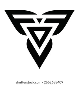 Insignia Abstractas del triángulo en blanco y negro para proyectos de marca minimalistas