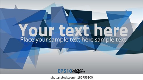 Abstract triangle banner. Blue vector template with space for text